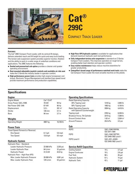 299c skid steer specs|cat 299 skidsteer specs.